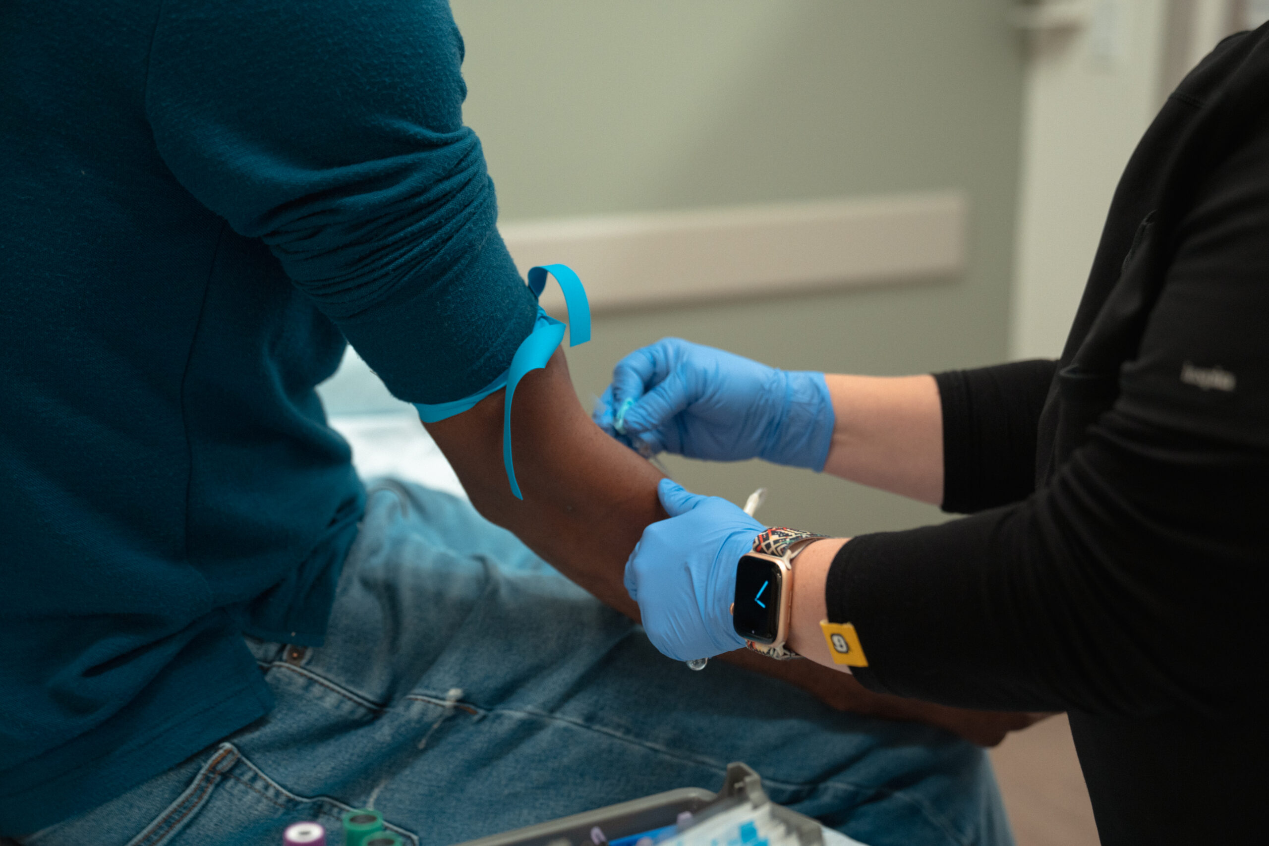 Person having blood drawn for an STD test.